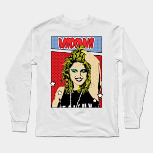 Madonna 80s Pop Art Comic Style Long Sleeve T-Shirt